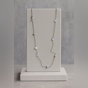 LOFT Womens Long Dainty Beaded Rhinestone Lariat Rope Necklace Feminine Chic